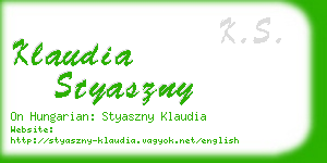 klaudia styaszny business card